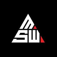 diseño de logotipo de letra triangular msw con forma de triángulo. monograma de diseño de logotipo de triángulo msw. plantilla de logotipo de vector de triángulo msw con color rojo. logotipo triangular msw logotipo simple, elegante y lujoso.