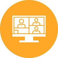 Online Meeting Glyph Circle Background Icon vector