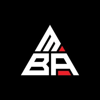 MBA triangle letter logo design with triangle shape. MBA triangle logo design monogram. MBA triangle vector logo template with red color. MBA triangular logo Simple, Elegant, and Luxurious Logo.