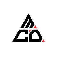 MCO triangle letter logo design with triangle shape. MCO triangle logo design monogram. MCO triangle vector logo template with red color. MCO triangular logo Simple, Elegant, and Luxurious Logo.