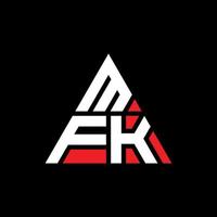 MFK triangle letter logo design with triangle shape. MFK triangle logo design monogram. MFK triangle vector logo template with red color. MFK triangular logo Simple, Elegant, and Luxurious Logo.