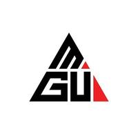 MGU triangle letter logo design with triangle shape. MGU triangle logo design monogram. MGU triangle vector logo template with red color. MGU triangular logo Simple, Elegant, and Luxurious Logo.