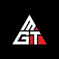 diseño de logotipo de letra triangular mgt con forma de triángulo. monograma de diseño de logotipo de triángulo mgt. plantilla de logotipo de vector de triángulo mgt con color rojo. logotipo triangular mgt logotipo simple, elegante y lujoso.