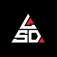 Diseño de logotipo de letra triangular lsd con forma de triángulo. Monograma de diseño de logotipo de triángulo lsd. Plantilla de logotipo de vector de triángulo lsd con color rojo. logotipo triangular lsd logotipo simple, elegante y lujoso.