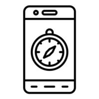 Mobile Compass Line Icon vector