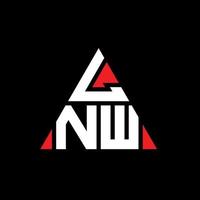LNW triangle letter logo design with triangle shape. LNW triangle logo design monogram. LNW triangle vector logo template with red color. LNW triangular logo Simple, Elegant, and Luxurious Logo.