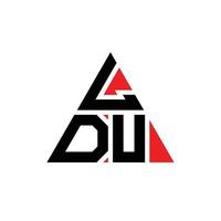 LDU triangle letter logo design with triangle shape. LDU triangle logo design monogram. LDU triangle vector logo template with red color. LDU triangular logo Simple, Elegant, and Luxurious Logo.