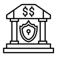 icono de línea de seguridad bancaria vector