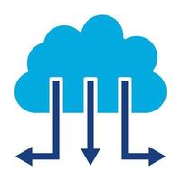 icono de dos colores de glifo de distribución de nubes vector