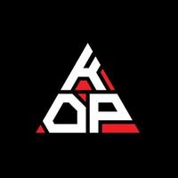 diseño de logotipo de letra triangular kop con forma de triángulo. monograma de diseño del logotipo del triángulo kop. plantilla de logotipo de vector de triángulo kop con color rojo. logotipo triangular kop logotipo simple, elegante y lujoso.