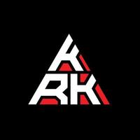 diseño de logotipo de letra triangular krk con forma de triángulo. monograma de diseño del logotipo del triángulo krk. plantilla de logotipo de vector de triángulo krk con color rojo. logotipo triangular krk logotipo simple, elegante y lujoso.