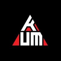 diseño de logotipo de letra triangular kum con forma de triángulo. monograma de diseño del logotipo del triángulo kum. plantilla de logotipo de vector de triángulo kum con color rojo. logo triangular kum logo simple, elegante y lujoso.