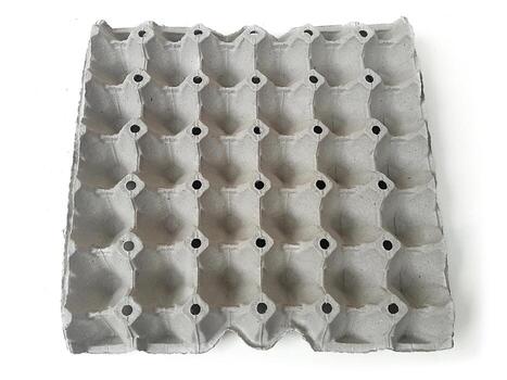 empty egg paper panel take from top view and isolated on white background photo