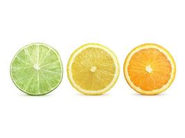 citrus slice, orange, lemon, lime, isolated on white background, clipping path photo