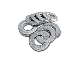 Used old washers and spring washers with isolated white background for commercial photo