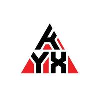 diseño de logotipo de letra triangular kyx con forma de triángulo. monograma de diseño del logotipo del triángulo kyx. plantilla de logotipo de vector de triángulo kyx con color rojo. logo triangular kyx logo simple, elegante y lujoso.