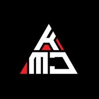 diseño de logotipo de letra triangular kmj con forma de triángulo. monograma de diseño del logotipo del triángulo kmj. plantilla de logotipo de vector de triángulo kmj con color rojo. logotipo triangular kmj logotipo simple, elegante y lujoso.