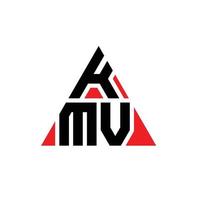 KMV triangle letter logo design with triangle shape. KMV triangle logo design monogram. KMV triangle vector logo template with red color. KMV triangular logo Simple, Elegant, and Luxurious Logo.