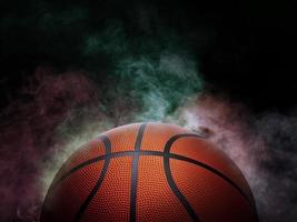 basketball on the color smoke background photo