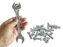 chrome spanner with nut and bolt photo