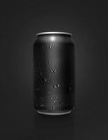 Black aluminum cans with water droplets on a Black Background photo