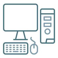Computer Workstation Line Two Color Icon vector