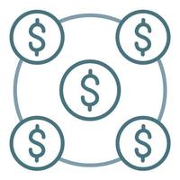 icono de dos colores de línea de red de dinero vector