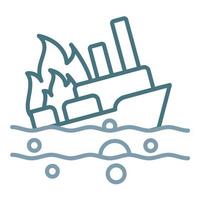 Burning Ship Line Two Color Icon vector