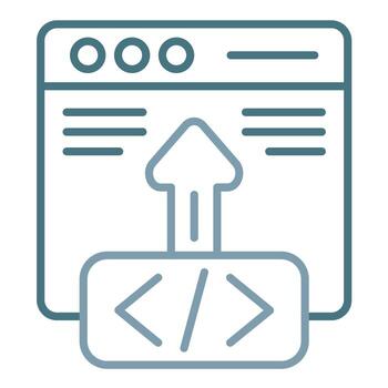 línea de implementación de código icono de dos colores vector