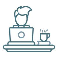 Working at Home Line Two Color Icon vector