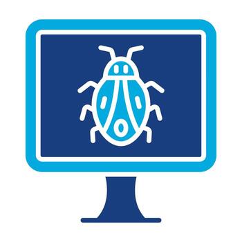 icono de dos colores de glifo de error de computadora vector