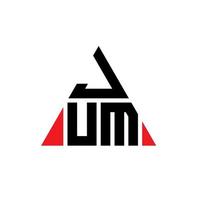 JUM triangle letter logo design with triangle shape. JUM triangle logo design monogram. JUM triangle vector logo template with red color. JUM triangular logo Simple, Elegant, and Luxurious Logo.