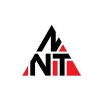 NNT triangle letter logo design with triangle shape. NNT triangle logo design monogram. NNT triangle vector logo template with red color. NNT triangular logo Simple, Elegant, and Luxurious Logo.