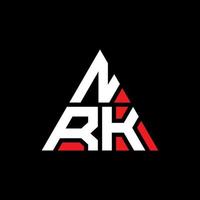 diseño de logotipo de letra triangular nrk con forma de triángulo. monograma de diseño de logotipo de triángulo nrk. plantilla de logotipo de vector de triángulo nrk con color rojo. logotipo triangular nrk logotipo simple, elegante y lujoso.