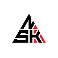 diseño de logotipo de letra triangular nsk con forma de triángulo. monograma de diseño de logotipo de triángulo nsk. plantilla de logotipo de vector de triángulo nsk con color rojo. logotipo triangular nsk logotipo simple, elegante y lujoso.