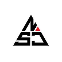 Diseño de logotipo de letra triangular nsj con forma de triángulo. monograma de diseño de logotipo de triángulo nsj. plantilla de logotipo de vector de triángulo nsj con color rojo. logotipo triangular nsj logotipo simple, elegante y lujoso.