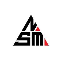 NSM triangle letter logo design with triangle shape. NSM triangle logo design monogram. NSM triangle vector logo template with red color. NSM triangular logo Simple, Elegant, and Luxurious Logo.