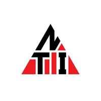 diseño de logotipo de letra triangular nti con forma de triángulo. monograma de diseño de logotipo de triángulo nti. plantilla de logotipo de vector de triángulo nti con color rojo. logotipo triangular nti logotipo simple, elegante y lujoso.