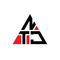 diseño de logotipo de letra triangular ntj con forma de triángulo. monograma de diseño del logotipo del triángulo ntj. plantilla de logotipo de vector de triángulo ntj con color rojo. logotipo triangular ntj logotipo simple, elegante y lujoso.