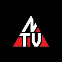 diseño de logotipo de letra triangular ntv con forma de triángulo. monograma de diseño del logotipo del triángulo ntv. plantilla de logotipo de vector de triángulo ntv con color rojo. logo triangular ntv logo simple, elegante y lujoso.