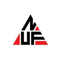 diseño de logotipo de letra triangular nuf con forma de triángulo. monograma de diseño de logotipo de triángulo nuf. plantilla de logotipo de vector de triángulo nuf con color rojo. logotipo triangular nuf logotipo simple, elegante y lujoso.