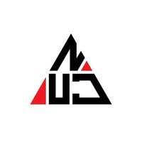 diseño de logotipo de letra triangular nuj con forma de triángulo. monograma de diseño del logotipo del triángulo nuj. plantilla de logotipo de vector de triángulo nuj con color rojo. logotipo triangular nuj logotipo simple, elegante y lujoso.