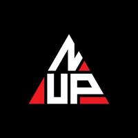 diseño de logotipo de letra triangular nup con forma de triángulo. monograma de diseño de logotipo de triángulo nup. plantilla de logotipo de vector de triángulo nup con color rojo. logotipo triangular nup logotipo simple, elegante y lujoso.