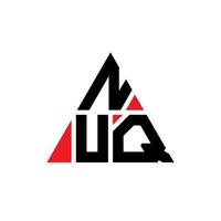 NUQ triangle letter logo design with triangle shape. NUQ triangle logo design monogram. NUQ triangle vector logo template with red color. NUQ triangular logo Simple, Elegant, and Luxurious Logo.