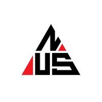 nus diseño de logotipo de letra triangular con forma de triángulo. monograma de diseño del logotipo del triángulo nus. nus plantilla de logotipo de vector de triángulo con color rojo. logotipo triangular nus logotipo simple, elegante y lujoso.