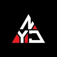 diseño de logotipo de letra de triángulo nyj con forma de triángulo. monograma de diseño del logotipo del triángulo nyj. plantilla de logotipo de vector de triángulo nyj con color rojo. logotipo triangular nyj logotipo simple, elegante y lujoso.