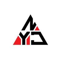 diseño de logotipo de letra triangular nyj con forma de triángulo. monograma de diseño del logotipo del triángulo nyj. plantilla de logotipo de vector de triángulo nyj con color rojo. logotipo triangular nyj logotipo simple, elegante y lujoso.