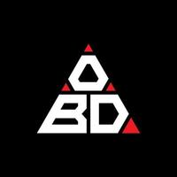 diseño de logotipo de letra de triángulo obd con forma de triángulo. monograma de diseño de logotipo de triángulo obd. plantilla de logotipo de vector de triángulo obd con color rojo. logotipo triangular obd logotipo simple, elegante y lujoso.