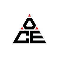 OCE triangle letter logo design with triangle shape. OCE triangle logo design monogram. OCE triangle vector logo template with red color. OCE triangular logo Simple, Elegant, and Luxurious Logo.