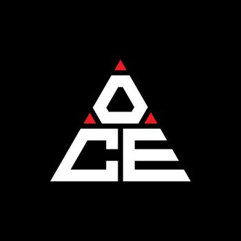 OCE triangle letter logo design with triangle shape. OCE triangle logo design monogram. OCE triangle vector logo template with red color. OCE triangular logo Simple, Elegant, and Luxurious Logo.